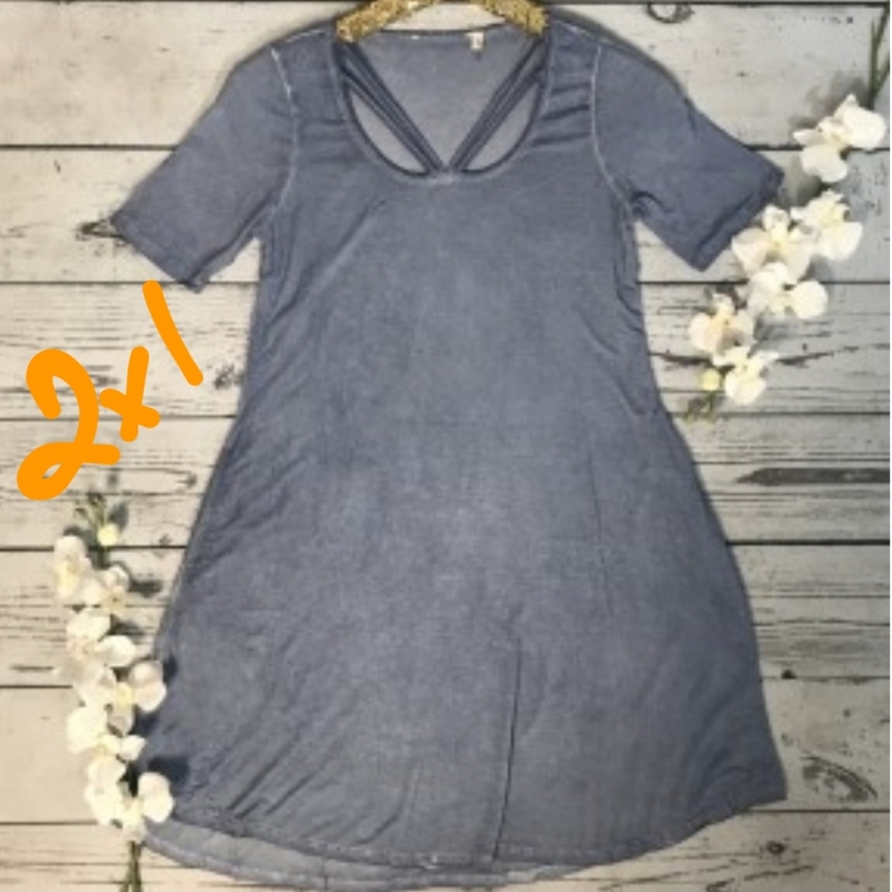 NIB Plus Size Blue Mineral Wash Dress 2XL